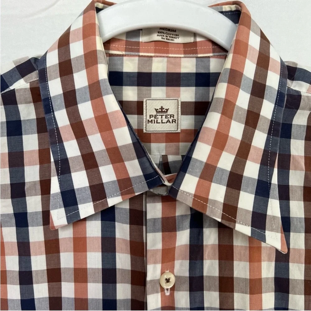 Peter Millar Plaid Check Button Down Mens Size L - Picture 1 of 8